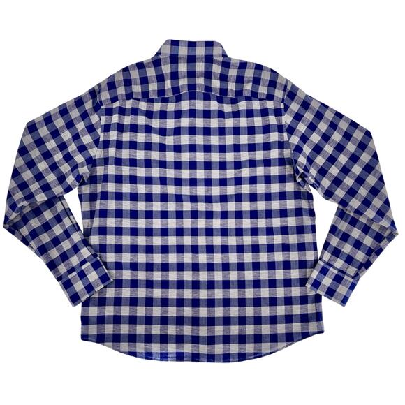 UNTUCKit Men's Button Up Shirt Blue Plaid XL Long Sleeve Cotton Linen Blend EUC - Picture 9 of 13